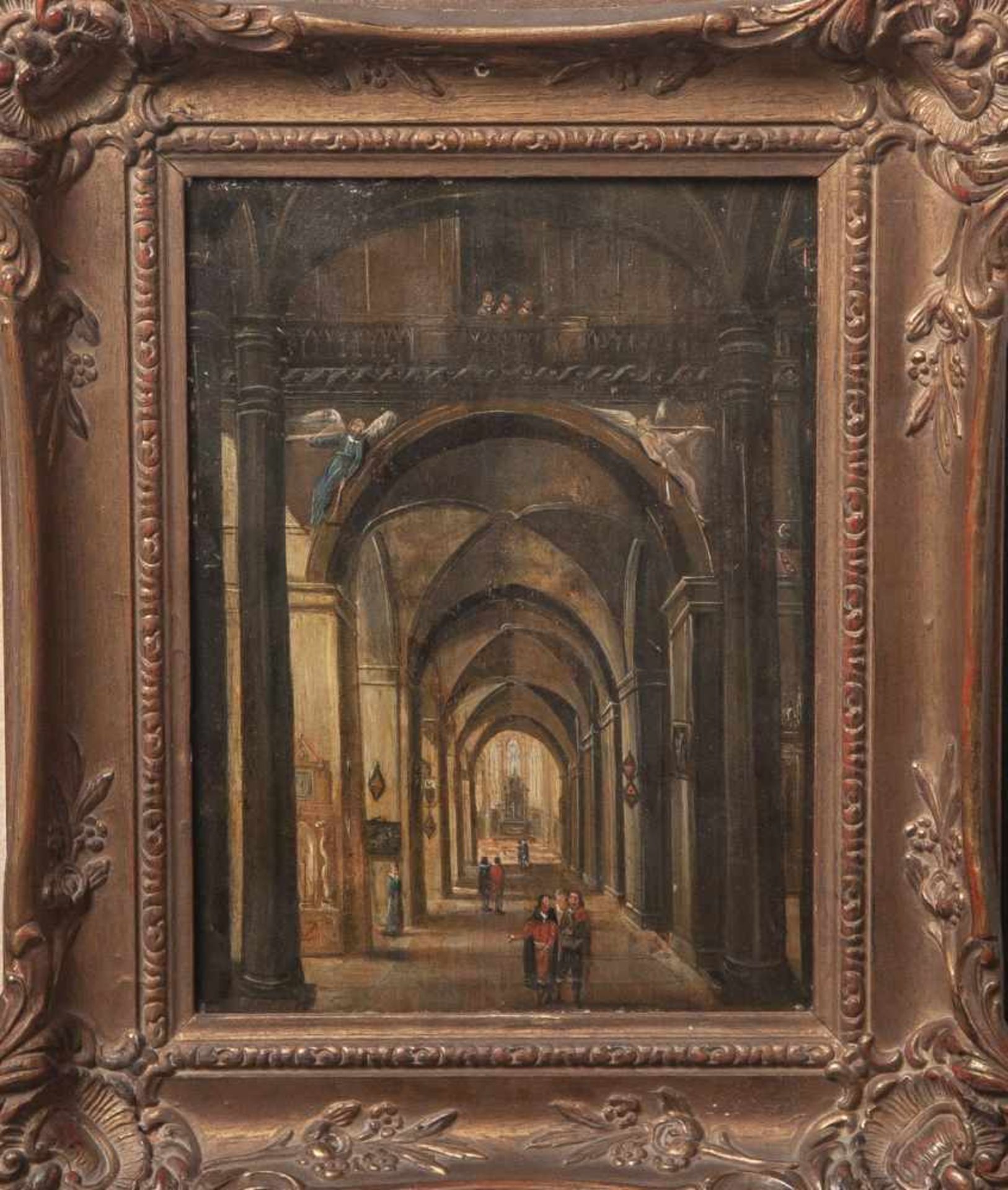 Unbekannter Künstler (18./19. Jahrhundert), Innenraum einer Kathedrale m. Kreuzgewölbe u.