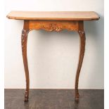 Wandtischkonsole (18./19. Jahrhundert), Nußholz, Platte furniert mit Würfelmuster,getragen von 2