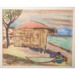Moering, Christa (1916-2013), "Bali", Zeichnung, Titel u. li. bez., u. re. sign., ca. 37 x45 cm, PP,
