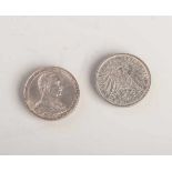 2x 2 Mark-Münzen, Preussen (Regierungsjubiläum 1913).