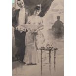 Reinicke, René (1860-1926), Elegantes Paar im Teesalon, Aquarell/Karton, li. u. sign. u.dat. "René