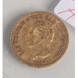 Goldmünze, 20 Lire (Italien, Sardinien, 1827), Karl Felix in Gold.