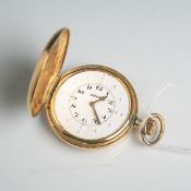 Taschenuhr "Sinn" (seltene Blindenuhr m. Markierungen), Metall vergoldet, Emailzifferblattm. arab.