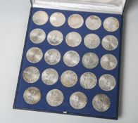 5 Gedenkmünzsätze 10 DM (BRD), Olympiade München 1972, 625 Silber, 24 Stück, Dm. ca. 32,5mm, Gewicht