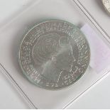 10 Kronen "Frederik IX. / Margrethe II." (Dänemark, 1972), 800/1000 Silber, Dm. ca. 3,6cm, Gewicht