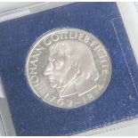 5-DM-Gedenkmünze "Johann Gottlieb Fichte" (BRD, 1964), Silber 625/1000, zum 150. Todestag,Entw.: