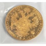 4 Dukaten "Franz Joseph I." (Österreich, 1915), Gold 986/1000, Nachprägung, Dm. ca. 39,5mm,