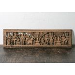 Reliefschnitzarbeit (Alter unbekannt, wohl Indien), alte Holzschnittarbeit, mitverschiedenen