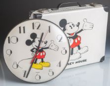 2 Walt-Disney-Artikel "Mickey Mouse", bestehend aus: Aktentasche (wohl 1960er Jahre, 40 x31 x 9