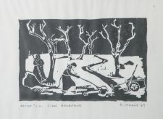 Merck, M. (20. Jahrhundert), "Herbst", Linol Handdruck, re. u. sign. u. dat., li. u. bez.,Rs. m.