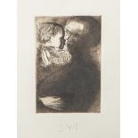 Kollwitz, Käthe (1867-1945), "Mutter mit Kind auf dem Arm, II. Fassung" (1910), Radierung,u. bez. "