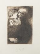 Kollwitz, Käthe (1867-1945), "Mutter mit Kind auf dem Arm, II. Fassung" (1910), Radierung,u. bez. "