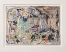 Edvard, Frank (1909 - 1972), ohne Titel, abstrakte Malerei, Aquarell, ca. 15 x 20,5 cm,hinter Glas
