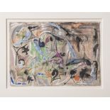 Edvard, Frank (1909 - 1972), ohne Titel, abstrakte Malerei, Aquarell, ca. 15 x 20,5 cm,hinter Glas