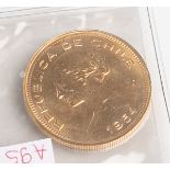 100 Pesos "Republica de Chile" (Chile, 1954), 900/1000 Gold, Entw.: wohl Oscar Roty (1846- 1911),