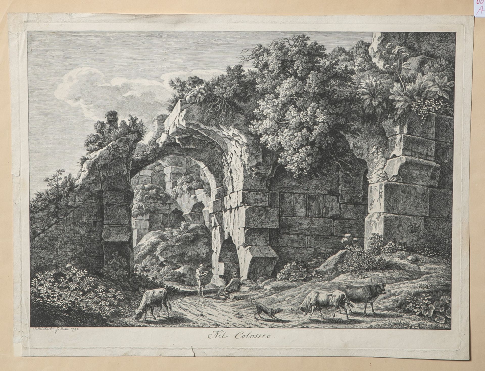 Reinhart, Johann Christian (1761-1847), "Nel Colosseo" (1792), Radierung, auf der Plattesigniert,