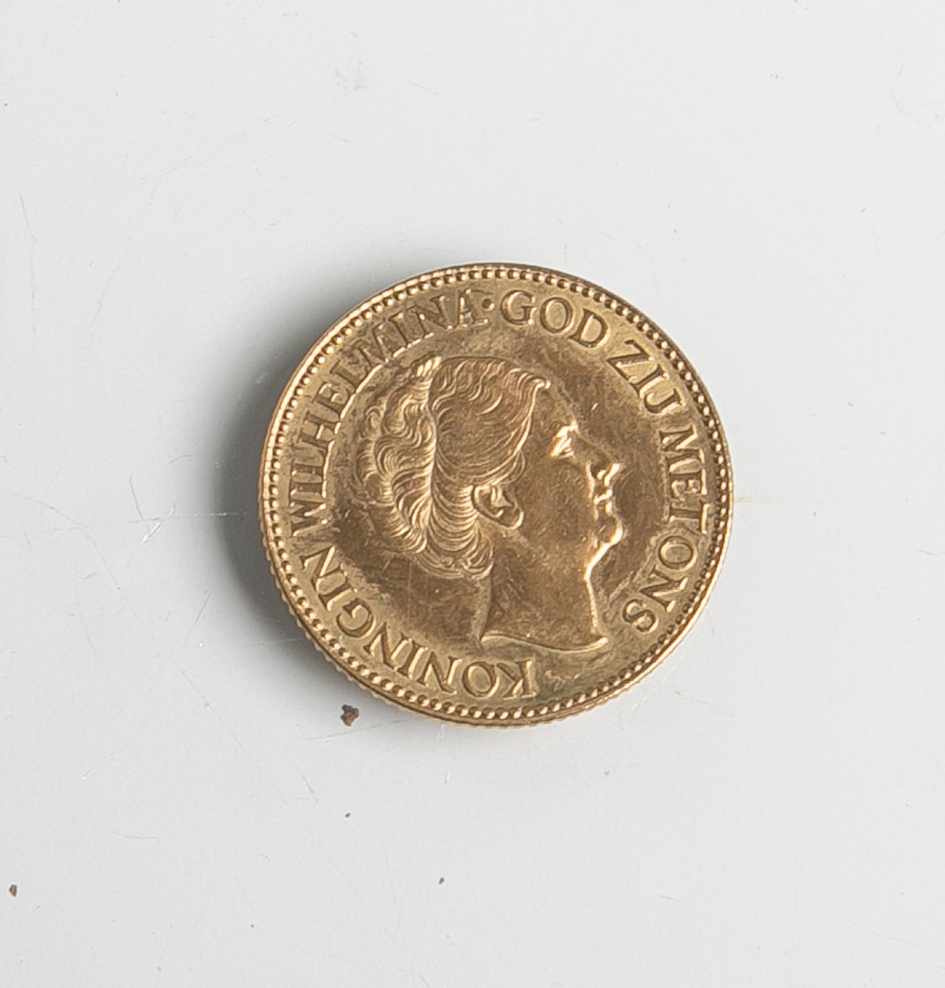 10 Gulden "Königin Wilhelmina" (Niederlanden, 1933), 900/1000 Gold, Rs.: Wappen m. Krone,Königin der