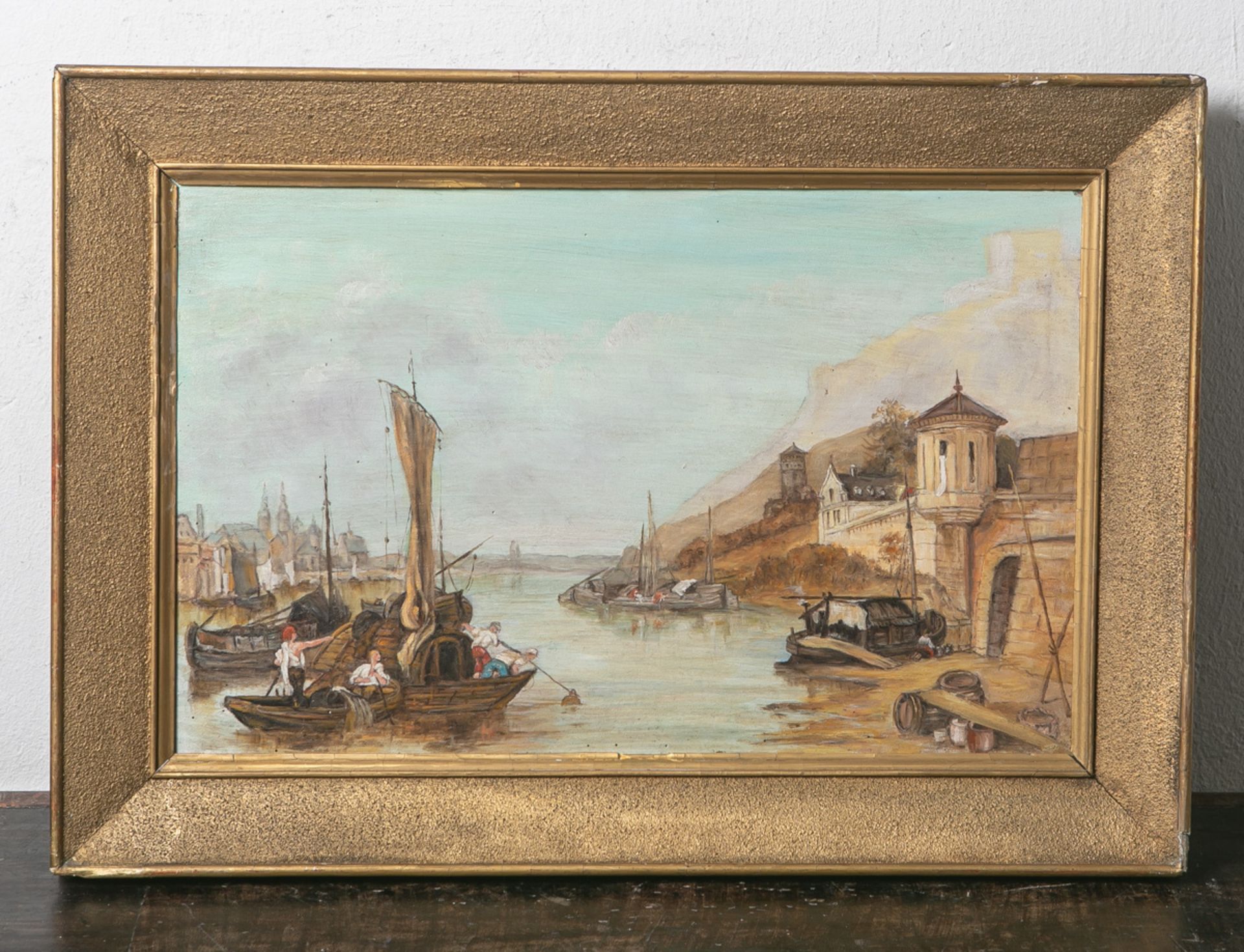 Unbekannter Maler (wohl 20. Jahrhundert), Ansicht von Koblenz, Öl/Holzpaltte, ca. 33 x 53cm,