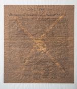 Abschrift der Unabhängigkeitserklärung der USA vom 4. Juli 1776, Blattgröße ca. 39 x 35cm, hinter