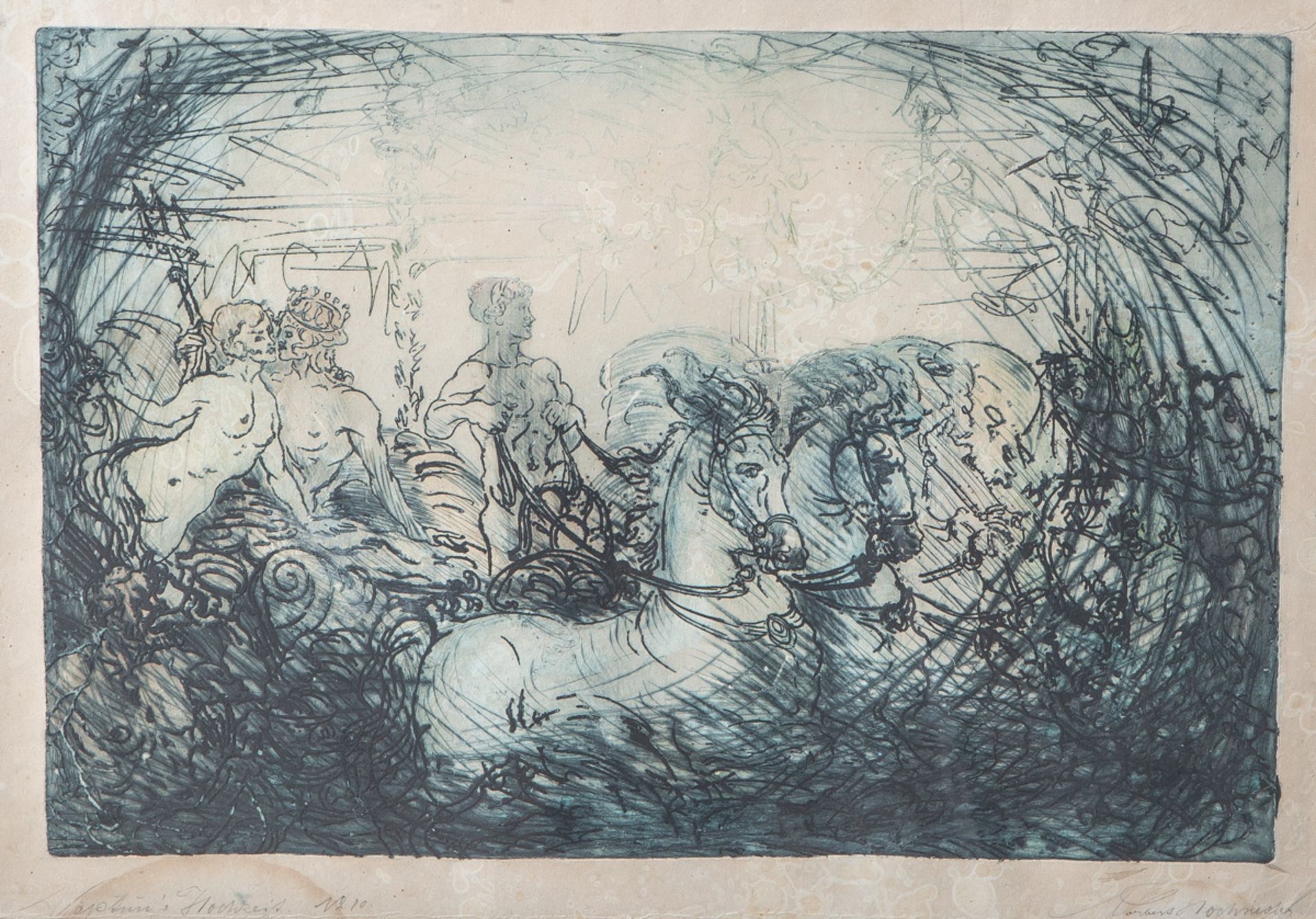 Hochsieder, Norbert (1879 in Marienbad-1958 in Ansbach), "Neptun's Hochzeit",Aquarell/Tinte/