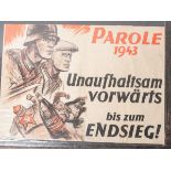 Propagandaplakat "Parole 1943. Unaufhaltsam vorwärts bis zum Endsieg" (Drittes Reich),farbiger