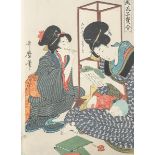 Utamaro (1753-1805), Farbholzschnitt (Japan), rs. bezeichnet Inv. 726603, vorneSammlungsstempel, ca.