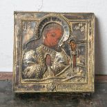 Gottesmutter "von Achtyrka", russische Ikone (Ende 18. Jahrundert), mit aufwendigembarocken (