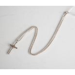 Halskette m. Anhänger in Form eines Kreuzes, 925er Silber, L. ca. 20,5 cm, Gewicht ca. 3,5g.- - -