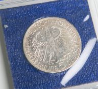 5-DM-Gedenkmünze "Freiherr v. Eichendorff" (BRD, 1957), Silber 625/1000, zum 100.Todestag, Entw.: