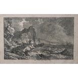 Vernet, Joseph (1714 - 1789), Schiffbruch bei Sturm an einer Küste, Lithographie,Blattgröße ca. 25 x