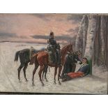 Sell, Christian (1831 - 1883), "Nach der Winterschlacht", 2 Badische Dragoner m. ihrenPferden