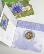 5-Euro-Sondermünze "Bleuet, Centaurea cyanus" (Luxemburg, 2016), 925/1000 Silber /nordisches Gold,
