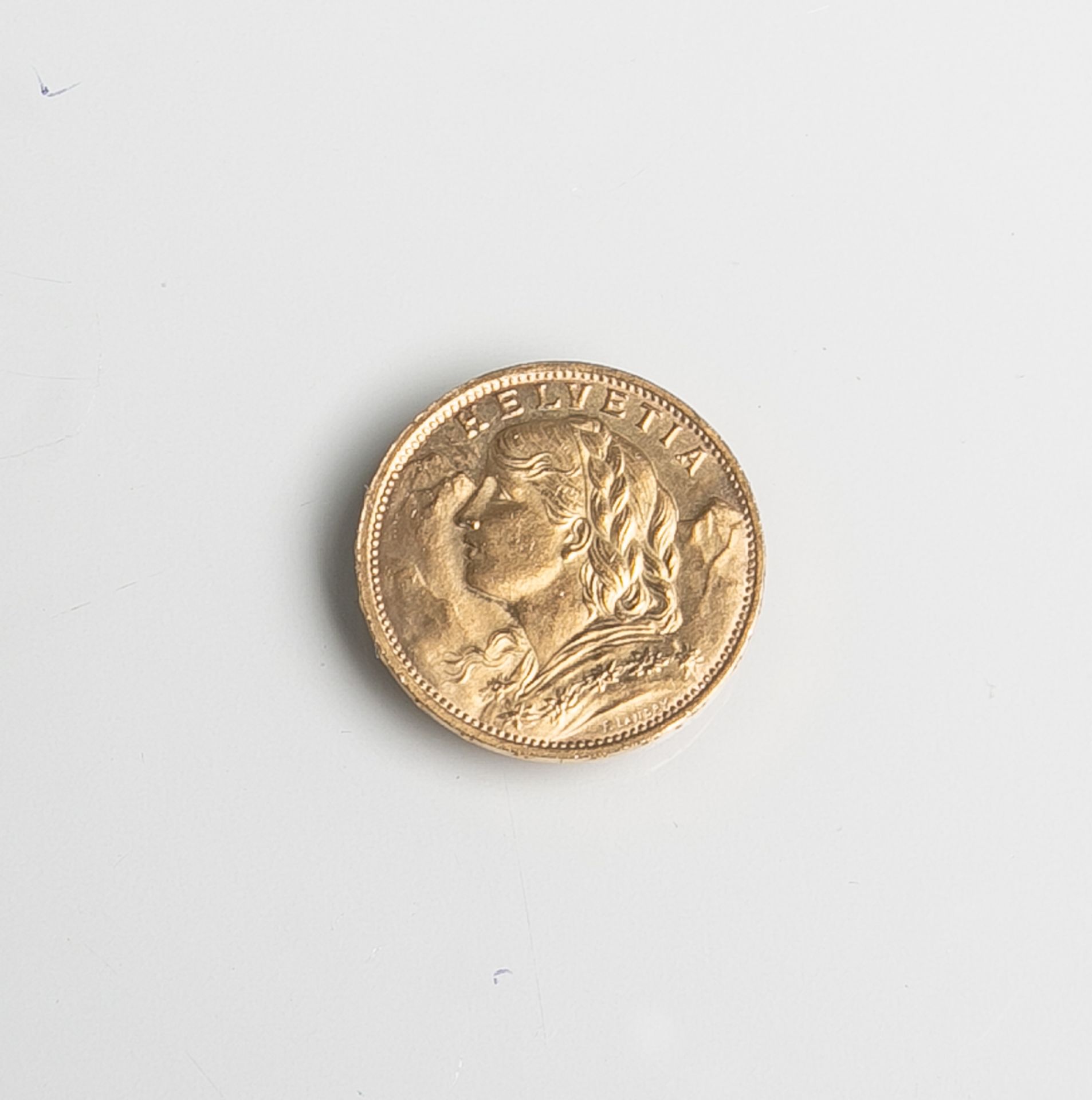 20 Franken "Helvetia" (Schweiz, 1925), 900/1000 Gold, Entw.: F. Landry, Rs.: