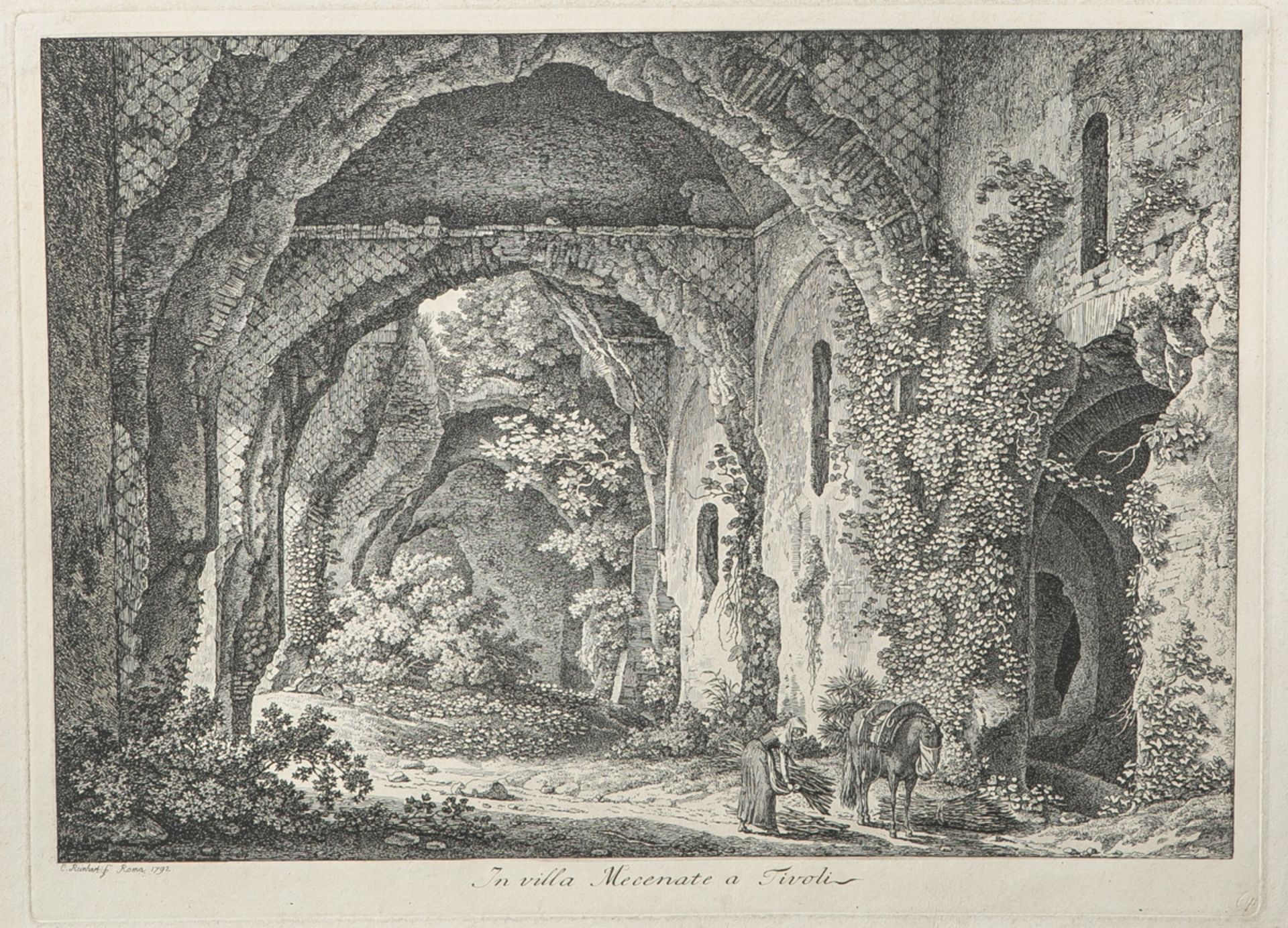 Reinhart, Johann Christian (1761-1847), "In villa Mecenate a Tivoli" (1792), Radierung,li. u. in