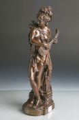 Carrier-Belleuse, Albert-Ernest (1848-1913), "La Cigale", Bronze patiniert, Darstellungeiner