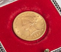 10 Golddollar (USA, 1889), Liberty Head, Dm. ca. 2,5 cm. Vorzüglich.- - -21.00 % buyer's premium