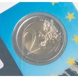 2-Euro-Gedenkmünze "20. Jahrestag Europarat" (Andora, 2014), gestempelt "LL", Dm. ca. 2,5 cm,