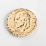 One Dollar, USA, Liberty, sog. Eisenhower Dollar, 1972, vergoldet, Dm. ca. 3,8 cm.- - -21.00 %