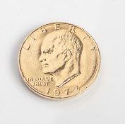 One Dollar, USA, Liberty, sog. Eisenhower Dollar, 1972, vergoldet, Dm. ca. 3,8 cm.- - -21.00 %