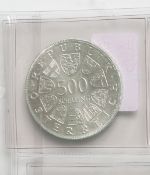 500 Schilling "1000 Jahre Steyr" (Österreich, 1980), 640/1000 Silber, Gedenkmünze, Dm. ca.3,8 cm,