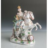 Porzellanfigur "Königin auf einem Pferd" (Ernst Bohne u. Söhne, blaue Unterbodenmarke),wohl eine