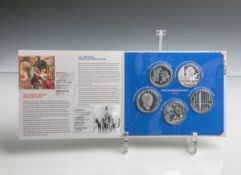 Sammlermünzenset 10 Euro (BRD, 2014), 625 Silber, 5 Stück, PP, Dm. ca. 32,5 mm, Gewichtca. 16