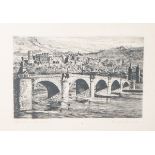 Bertel, Roman, Blick über den Neckar mit dem Panorama von Heidelberg, Radierung, li. untenbez.,