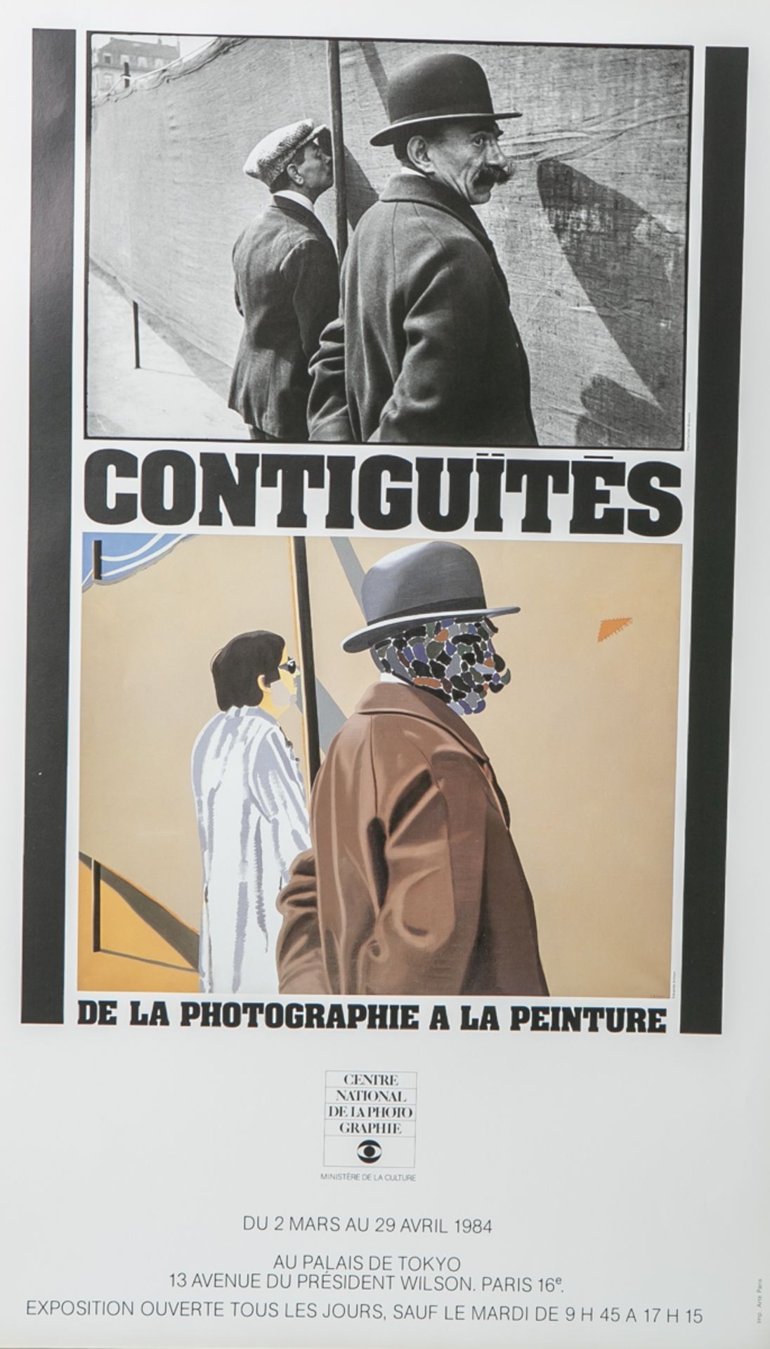 "Contiguités de la Photographie a la Peinture" (Ausstellungsplakat), Eduardo Arroyo u.Henri Cartier,