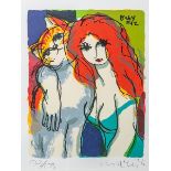 Leu, Michael (geb. 1951), "Baby Nr. 12", Frau m. Katze, Serigrafie, re. u. sign. u. dat.(19)96,