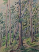 Monogrammist A.H. (20. Jahrhundert), Waldlandschaft, Aquarell, bez. 6. 57/8, PP, ca. 46,5x 34 cm,