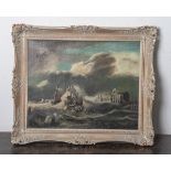 Unbekannter Künstler (19./20. Jahrhundert), Fischerboote bei stürmischem See, Öl/Lw., ca.40 x 50 cm,