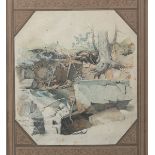 Kieldrup, Anton Edvard (1826-1869), Landschaftsmotiv, Aquarell/Papier, li. u. sign., rs.bez.,