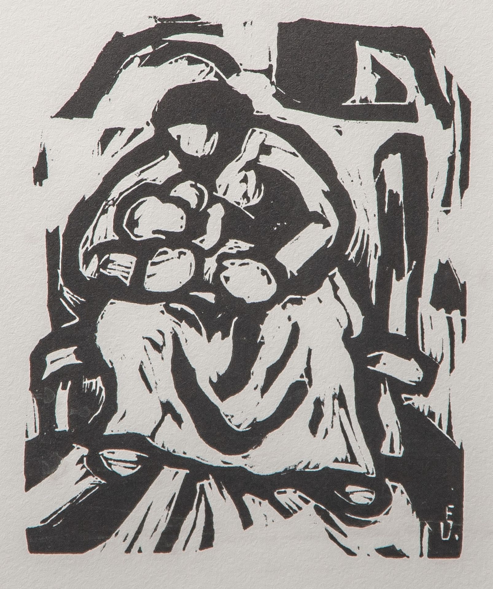 Viegener, Eberhard (1890-1967), "Mutter und Kind", Holzschnitt/Büttenpapier, re u. in derPlatte