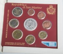 Euro-Kursmünzsatz "San Marino 2006", 1 Cent bis 5 Euro, Stahl/Kupfer/nordisches Gold, m.Echtheits-